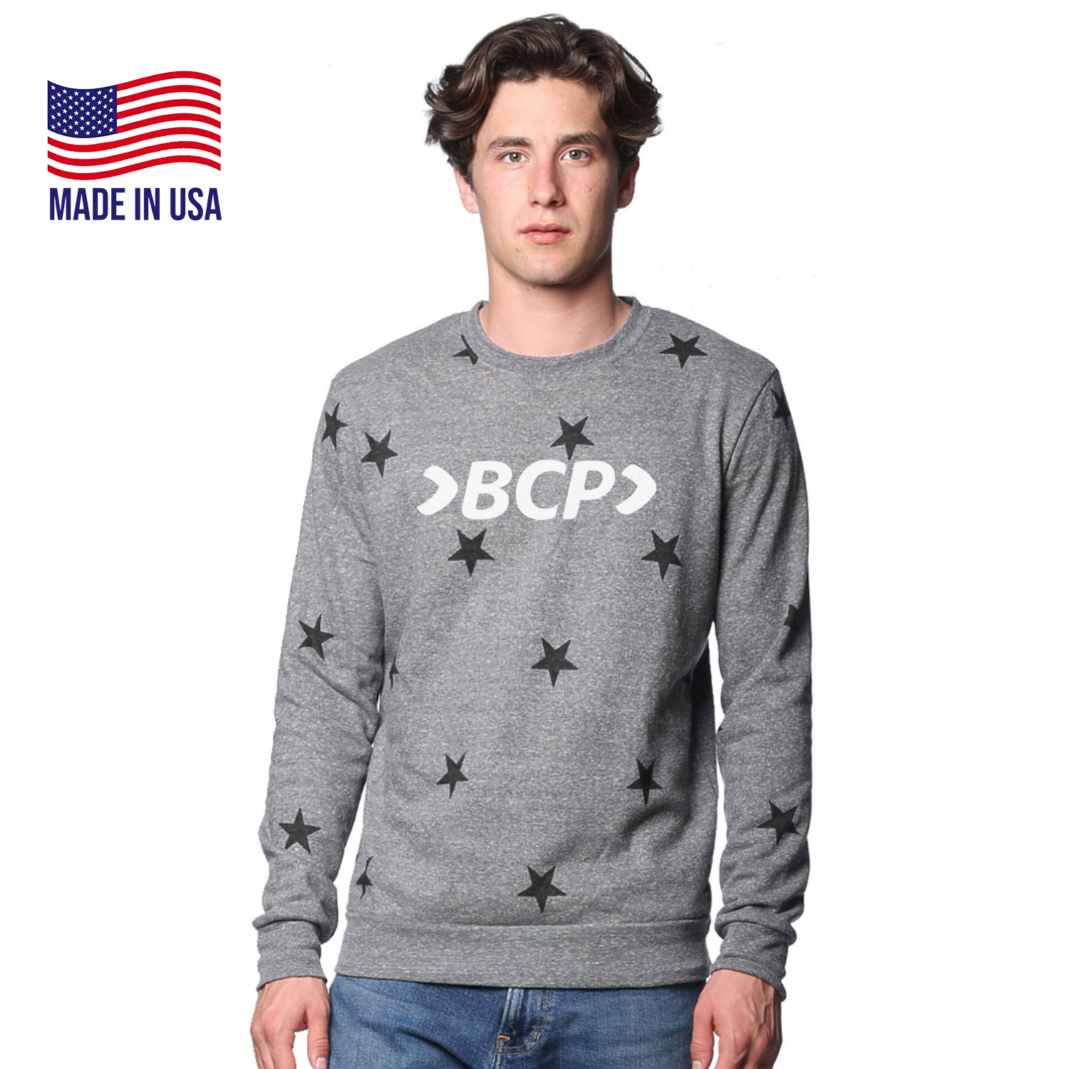 USA Made Unisex Triblend Crew Star Sweatshirt 2