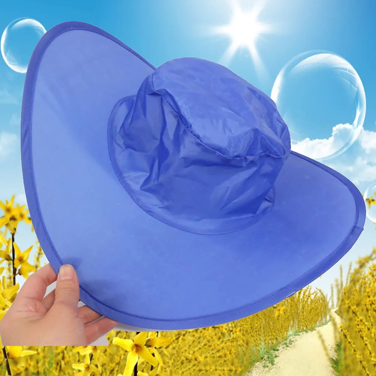 Folding Cowboy Hat with Pouch Polyester One Size Bucket Cap 5