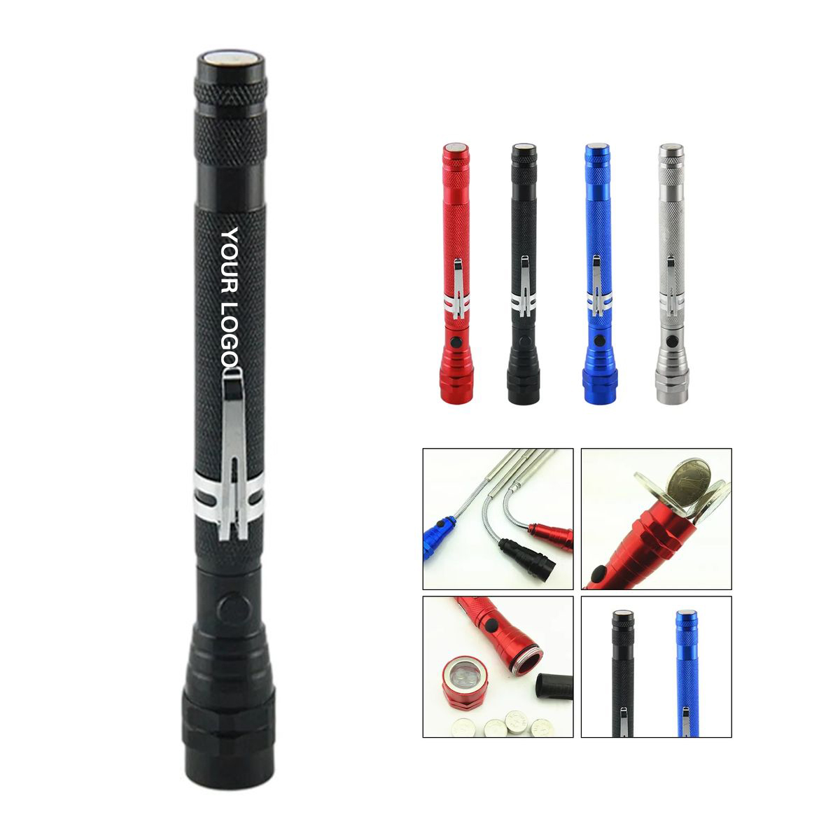 Aluminum Alloy Magnetic LED Flashlight Extendable 3