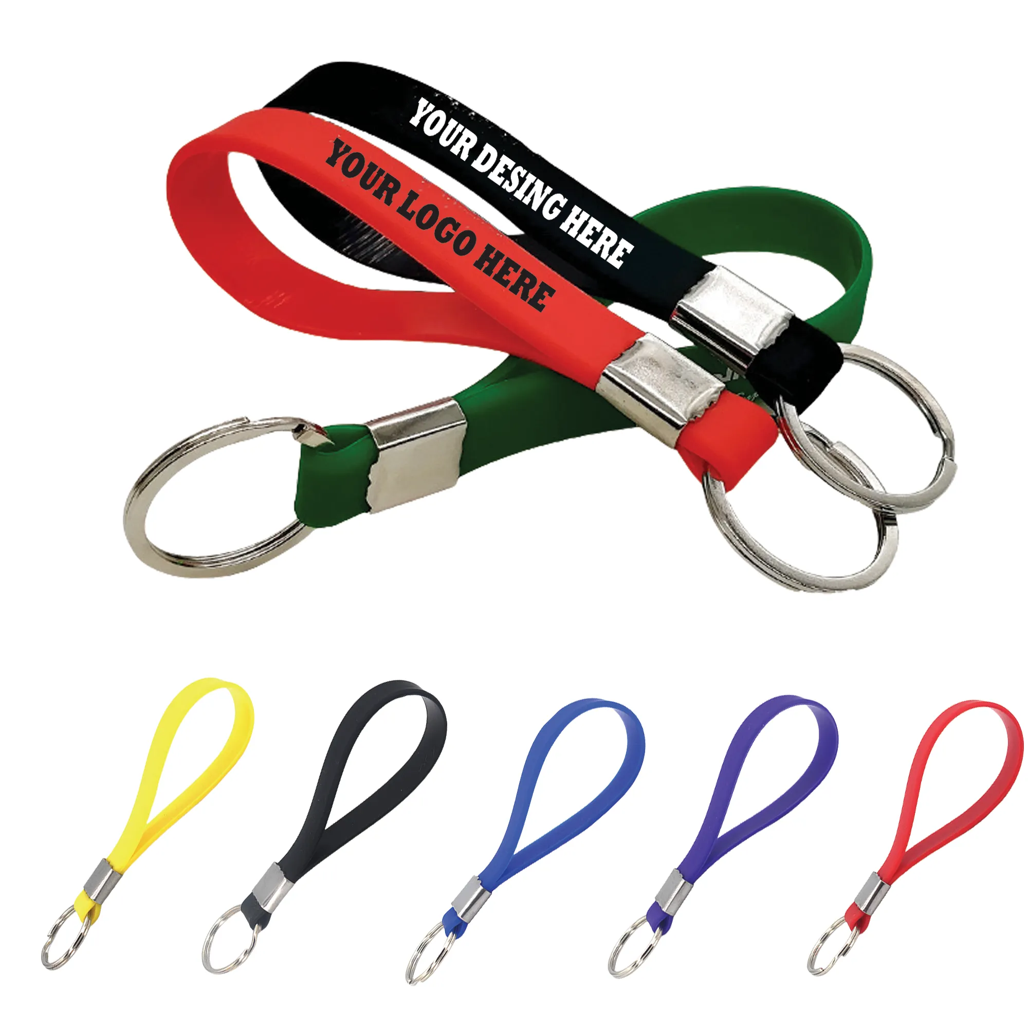 Screen Print Silicone Wristband With Keychain 3