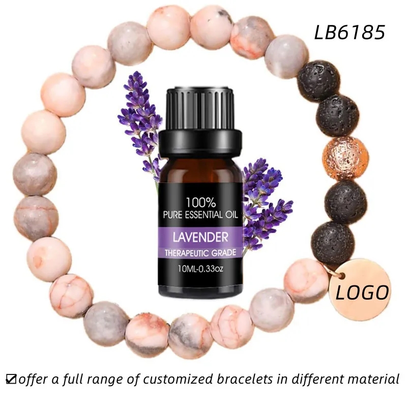 Logo Engraved Beaded Essential Oil Diffuser Bracelet Set 2