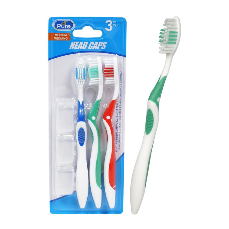 Toothbrushes with Caps - Assorted 3 Pack 1