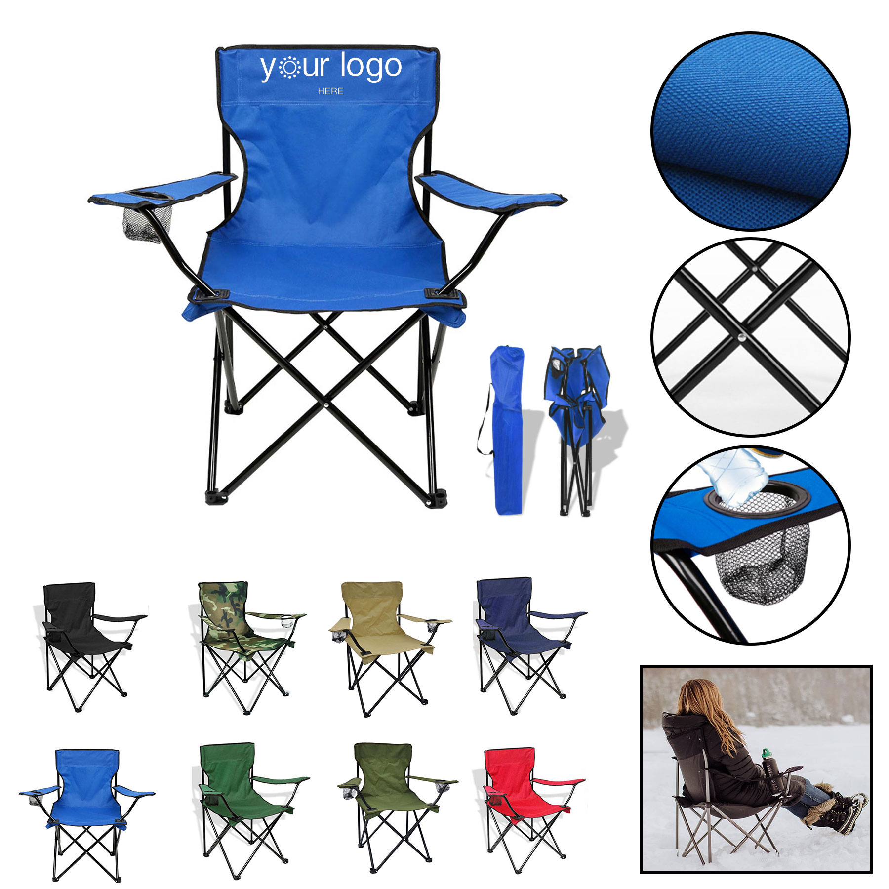 Folding Camping Beach Chairs With Beverage Holder 2