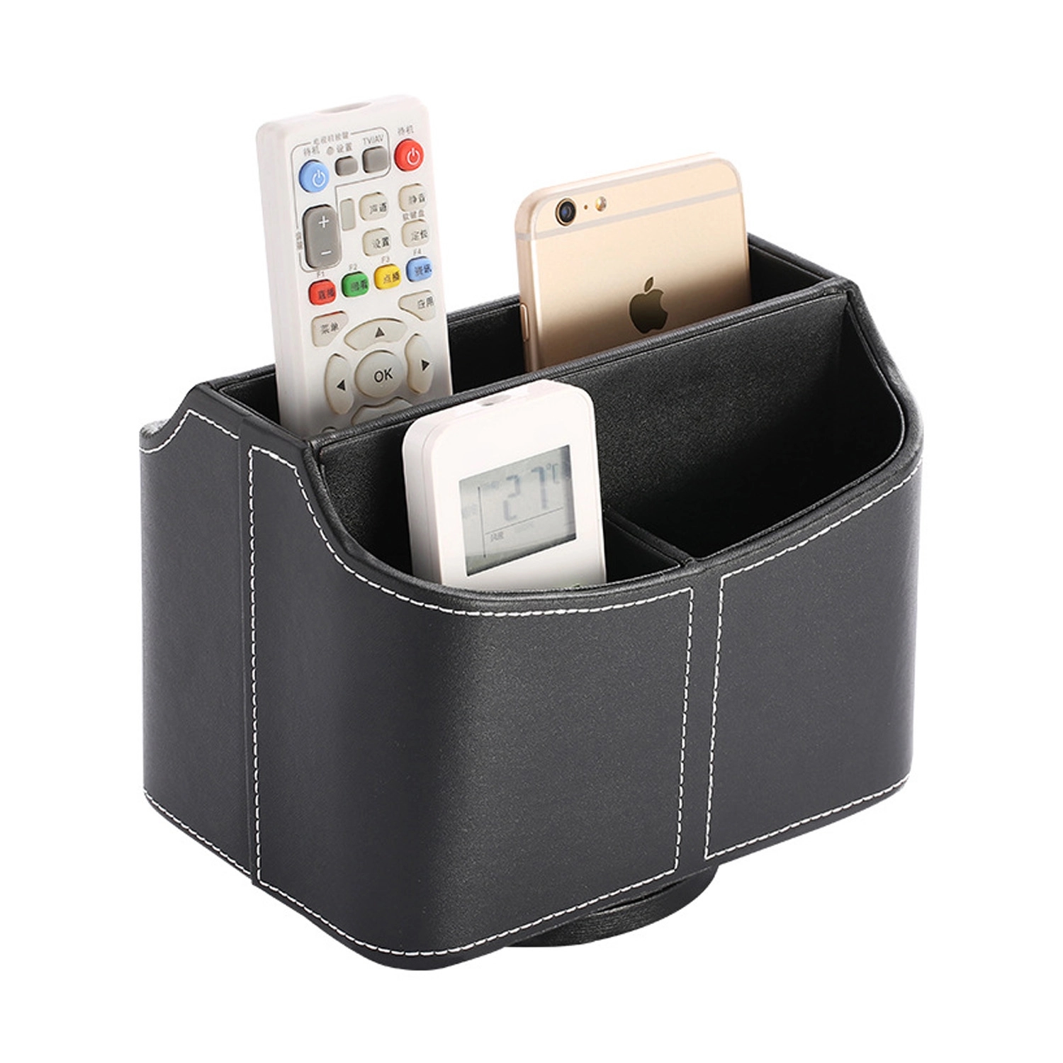 PU Leather Spinning Desk Organizer 3