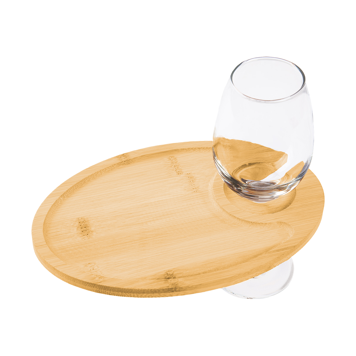 Wine & Dine Recessed Bamboo Tray With Wine Glass Holder 6
