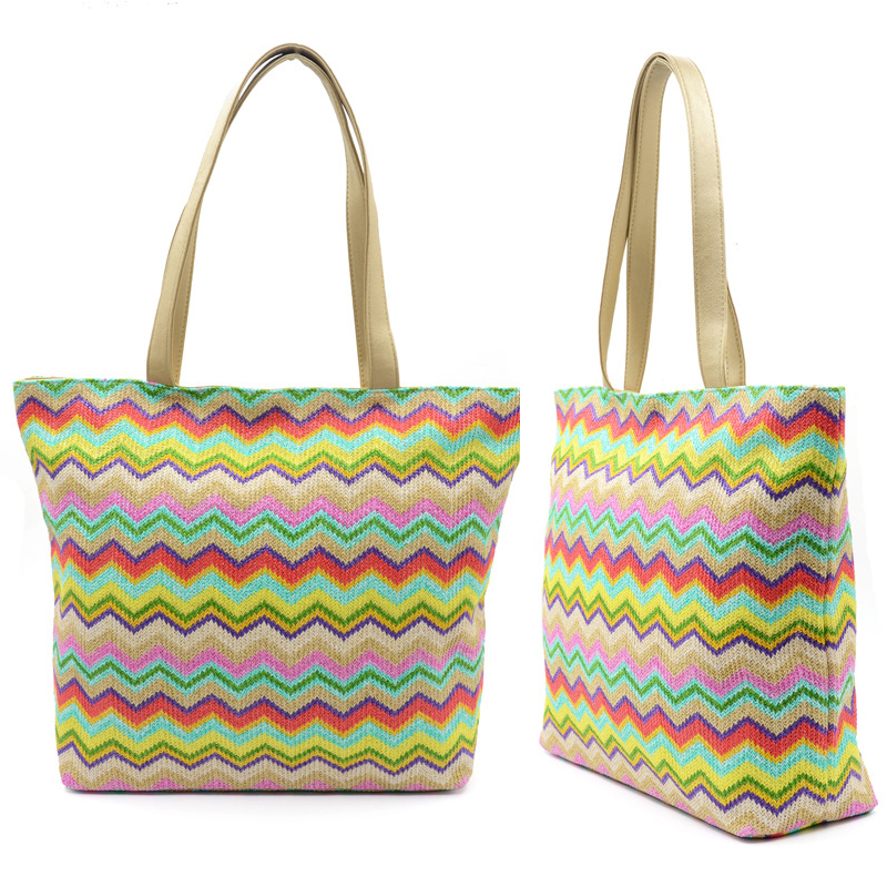 Straw Beach Tote Bag, custom tote bag with logo imprint 3