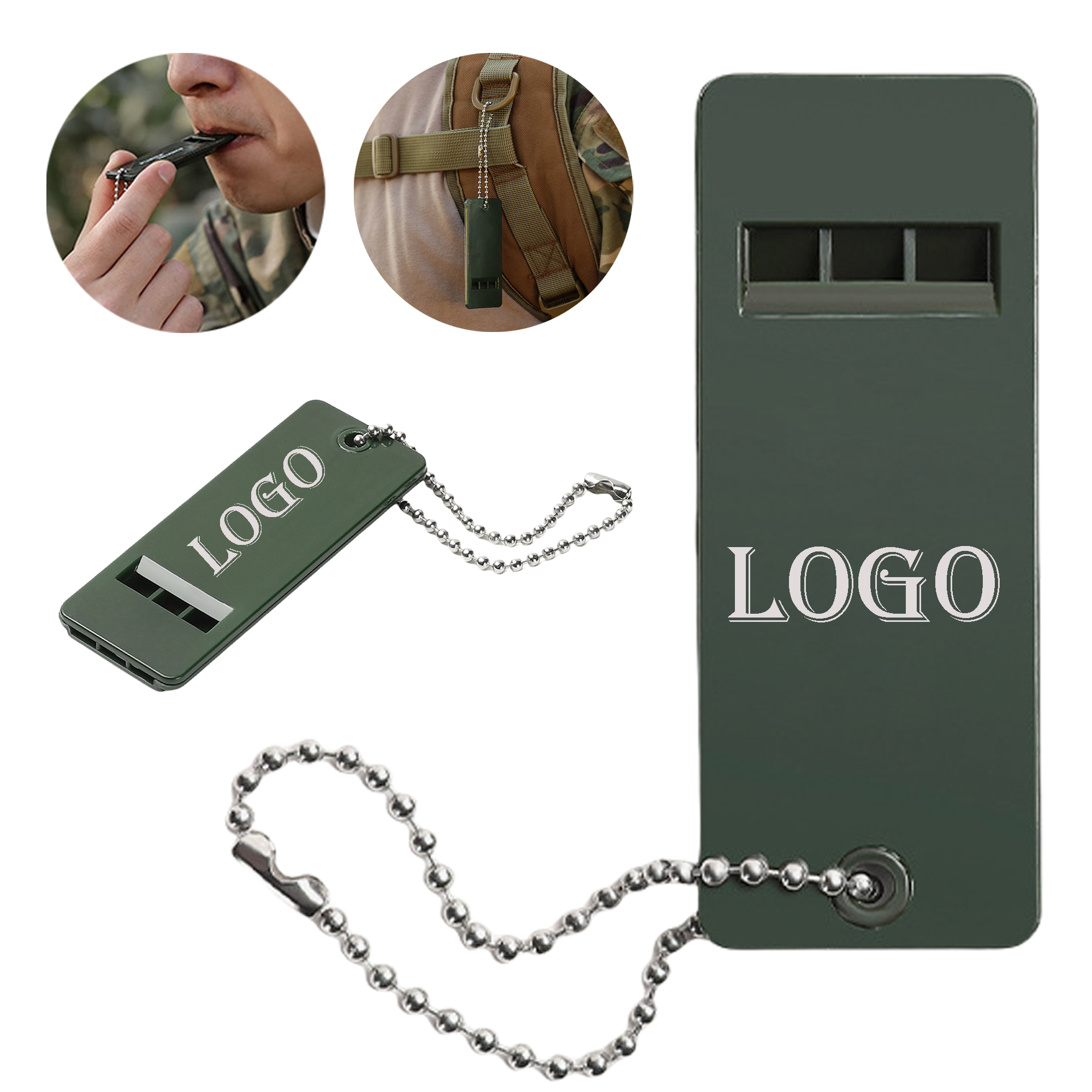Lifesaving Emergency Whistle - 3-Frequency Design with Durable Plastic & Metal Chain 3