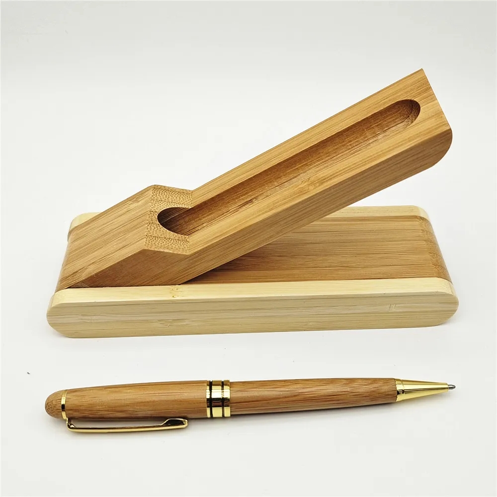 Bamboo Fountain/Rollerball Pen Set with Gift Case 6