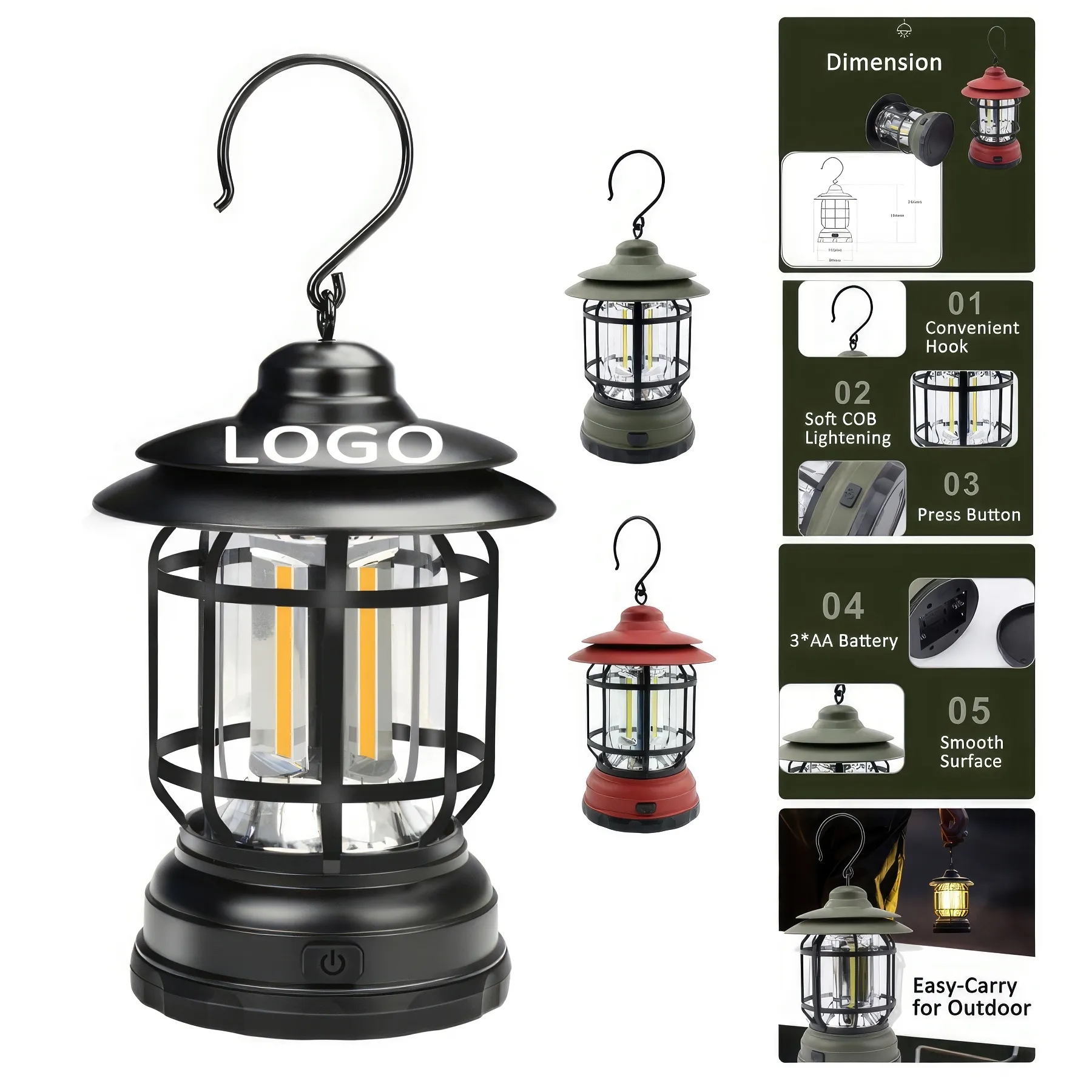 Retro Outdoor Camping & Picnic Lantern - Low/High Lightening 11