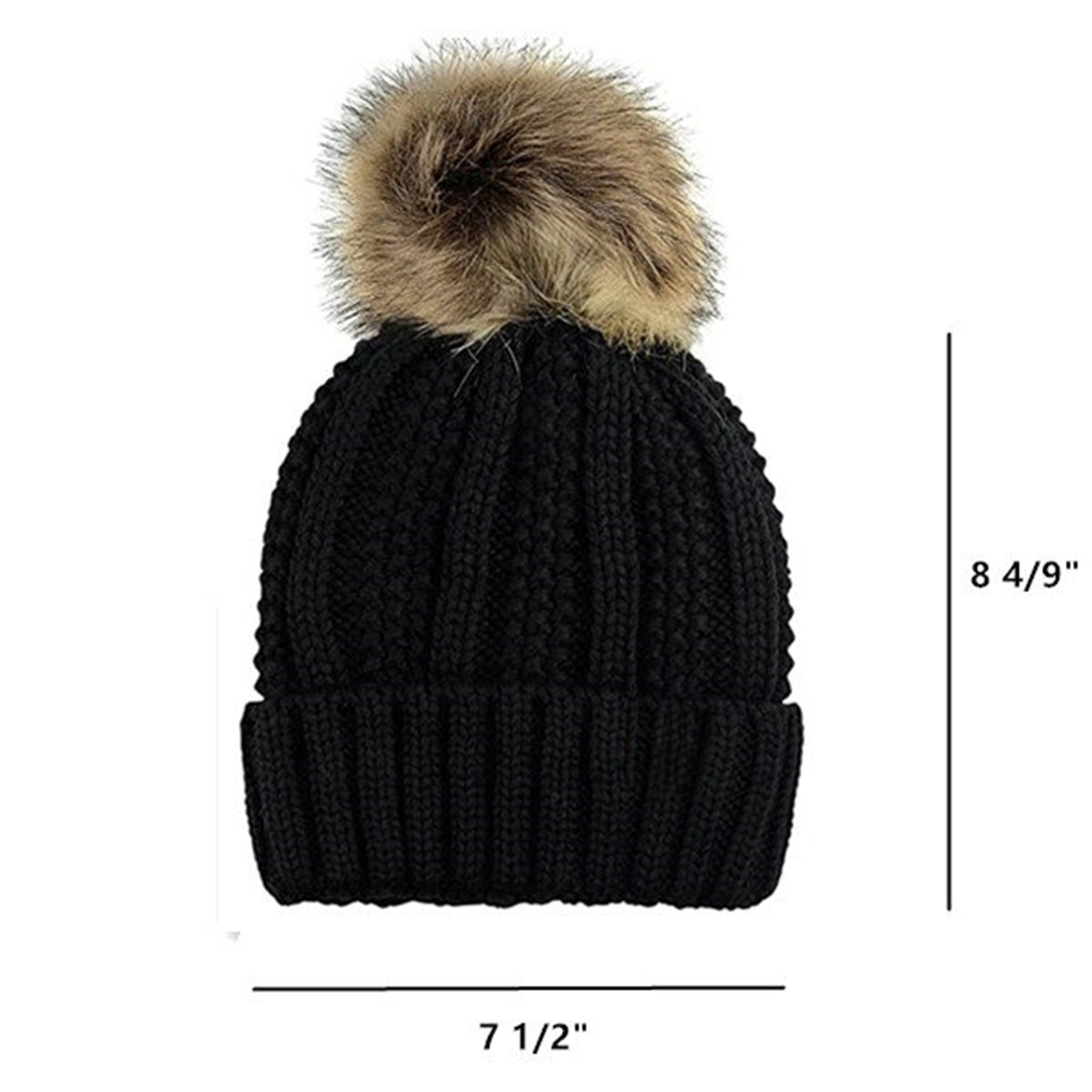 Faux Fur Pom Beanie Hat 3