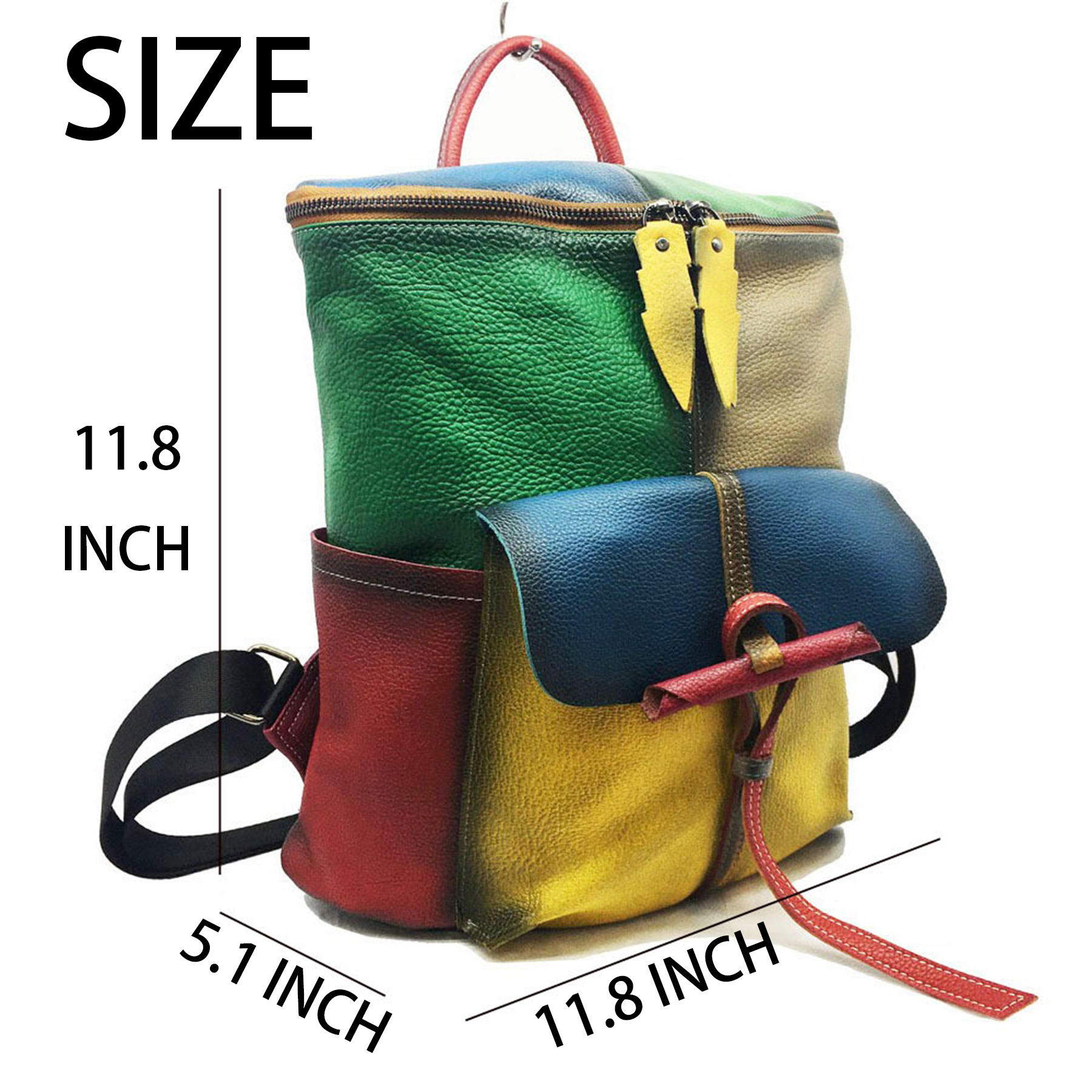Genuine Leather Vintage contrast backpack 3