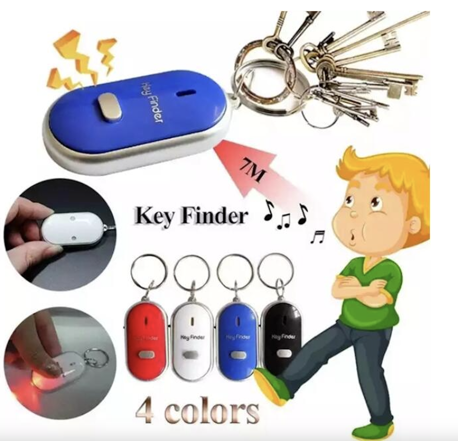 Led Wireless Anti Lost Finder Whistle Keychain 2