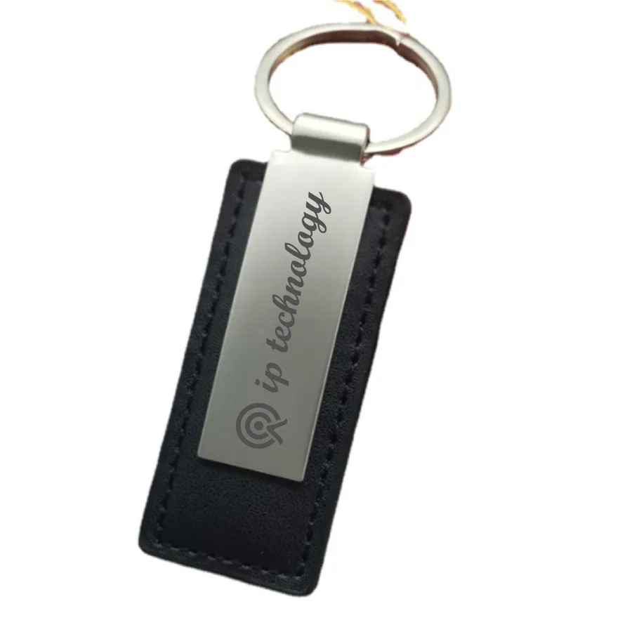 Rectangle Leather & Metal Keychain 8