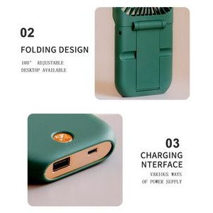 Usb Rechargeable Small Fan 3000Mah Power Bank 2
