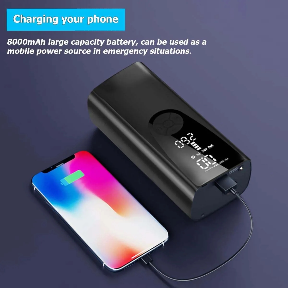 6000mAh Electric Portable Air Pump Tire Inflator Compressor 6