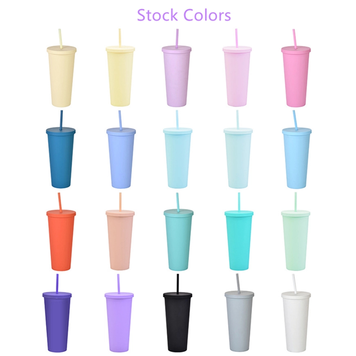 24 Oz Tumblers With Lids And Straws Colored Cups 2