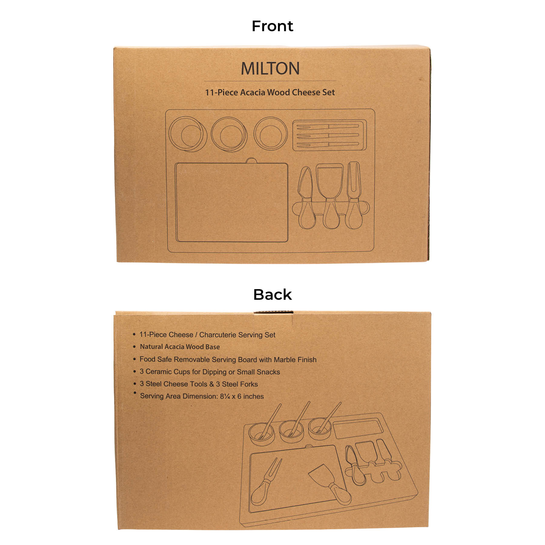 Milton 11-Piece Acacia Wood Cheese Set 5