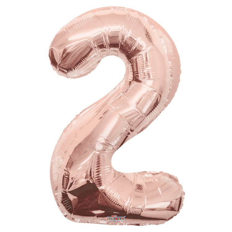 Mylar Number 2 Balloons - Rose Gold 34" 2