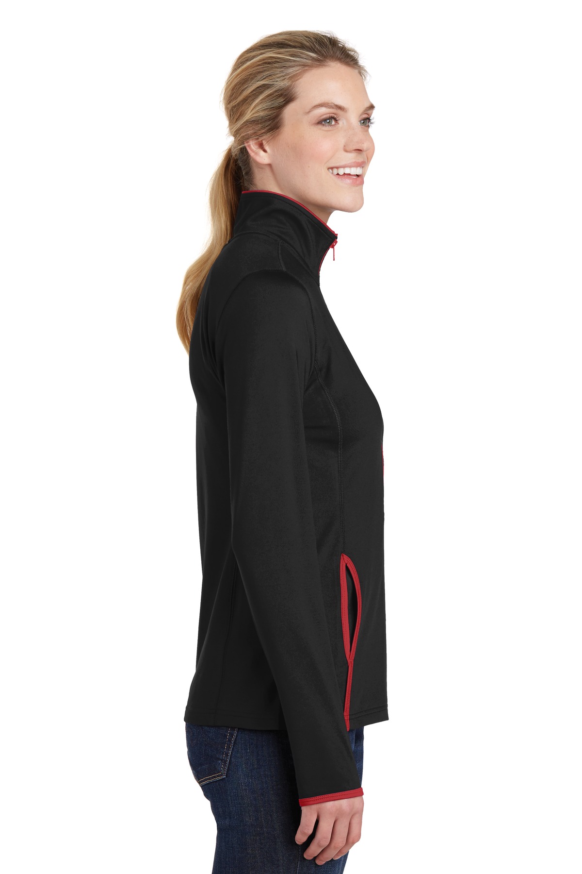 Sport-Tek Women's Sport-Wick Stretch Contrast Full-Zip Jacket. LST853 36