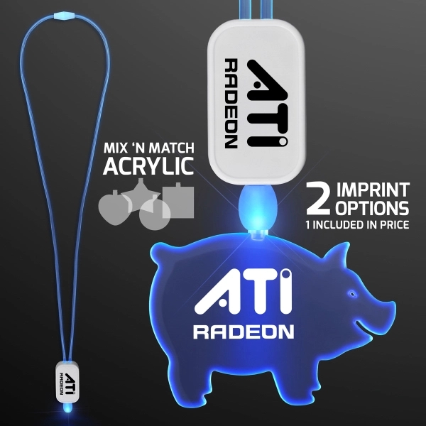 LED Neon Lanyard with Acrylic Pig Pendant 1