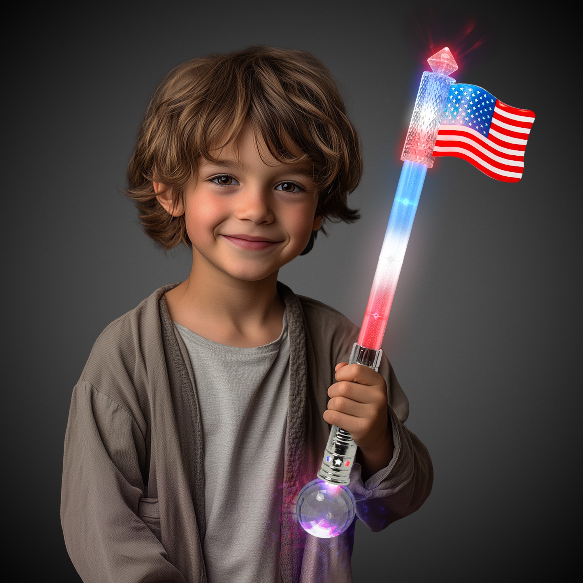Light Up Jumbo Flag Wand w/ Prism Ball 4