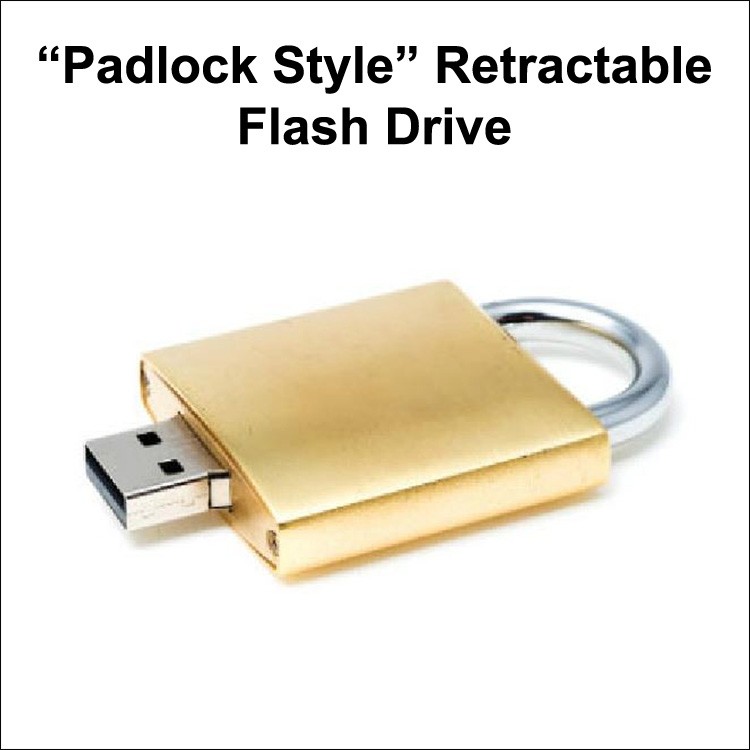 Padlock Style Retractable  Flash Drive - 1 GB Memory
