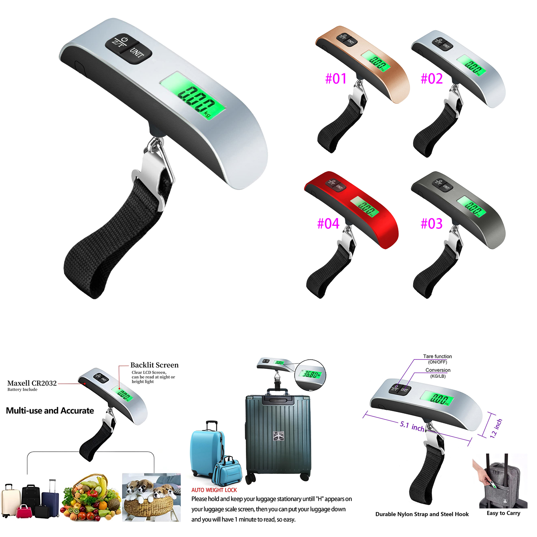 110 Lbs Digital Hanging Luggage Scale 2