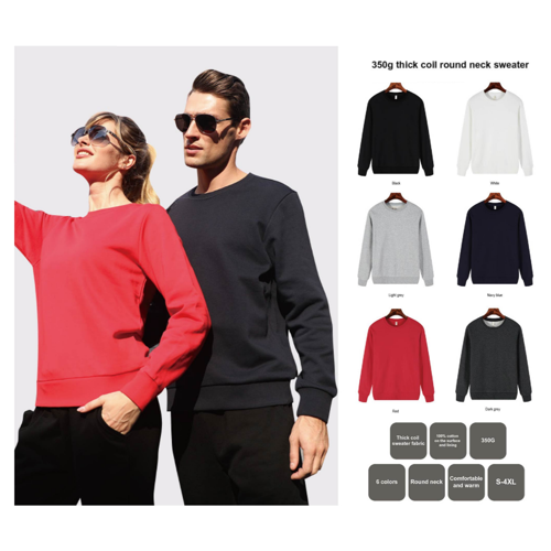 Unisex Stock 100% Cotton Crew Neck Sweatshirt - 350 GSM 3