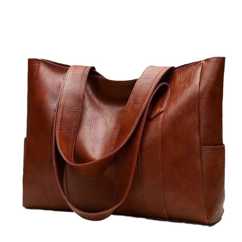 Large Capacity PU Leather Tote Bag, custom tote bag with logo imprint 2