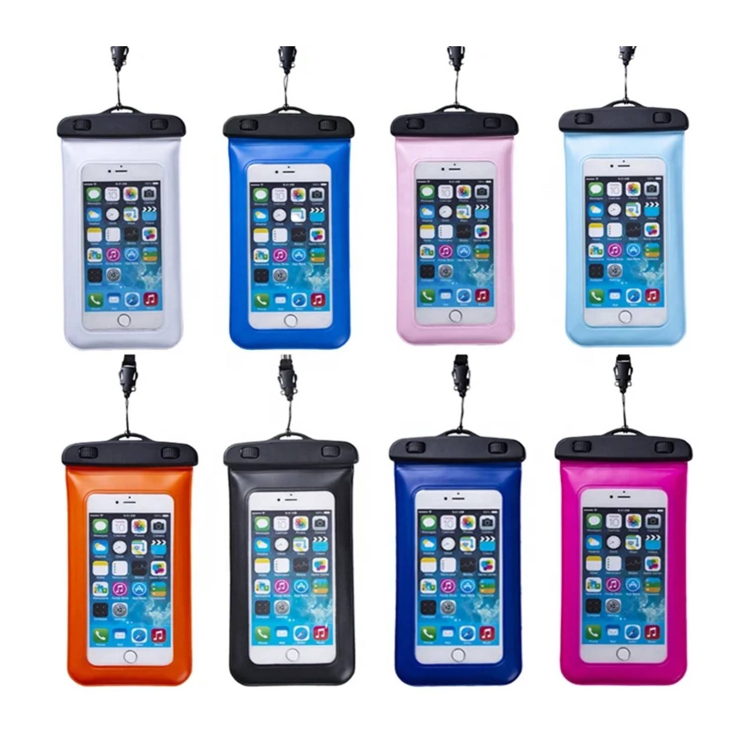 Built-in Sponge Waterproof Mobile Phone Pouch with Lanyard 7
