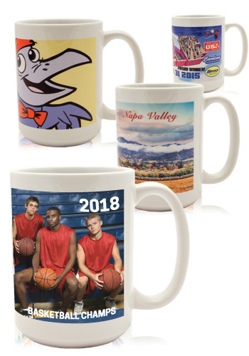 15 oz. Full Color Wrap Around Ceramic Mugs