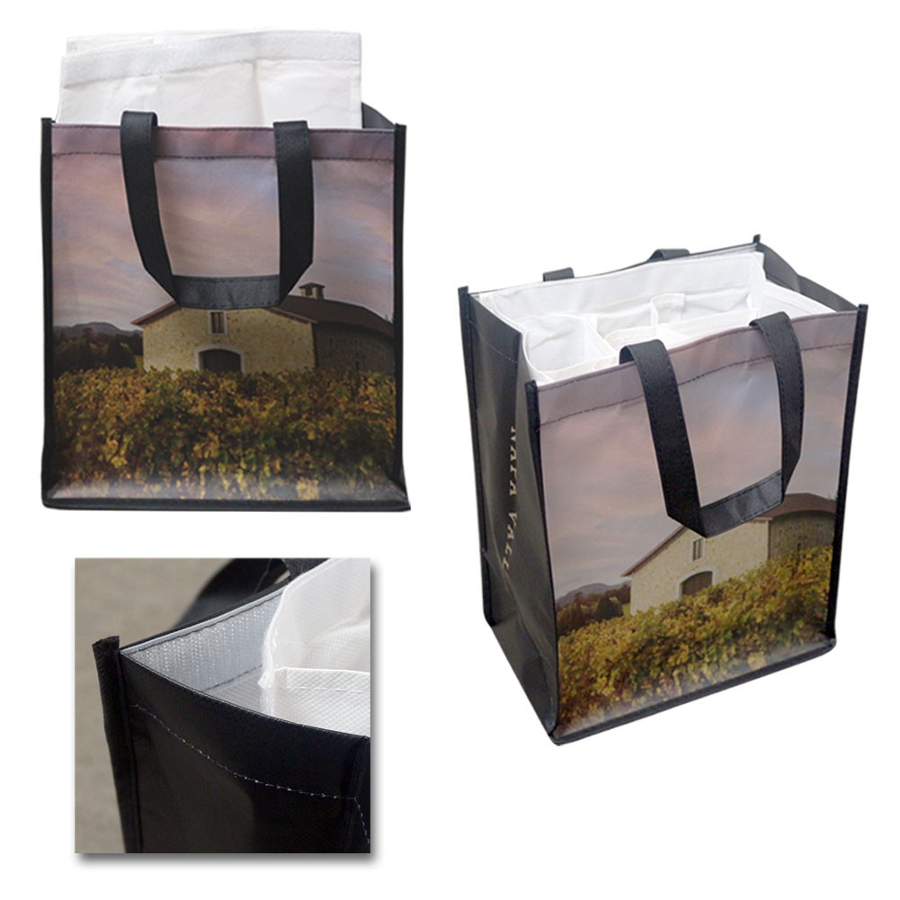 6 Wine Bottle Full Color Tote Bag with Removable Divider 2