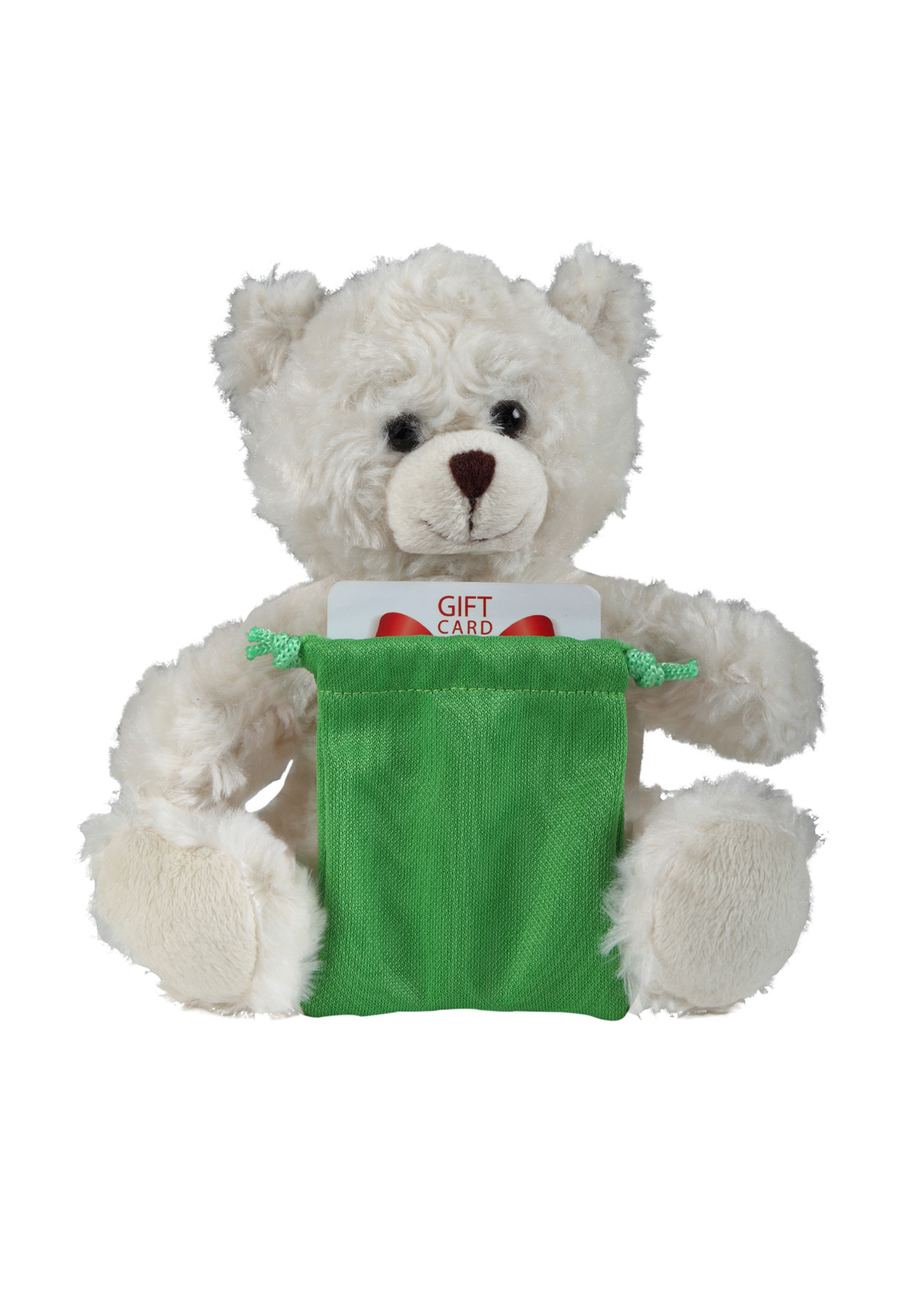soft plush Cream Curly Sitting Bear with gift card sack 3