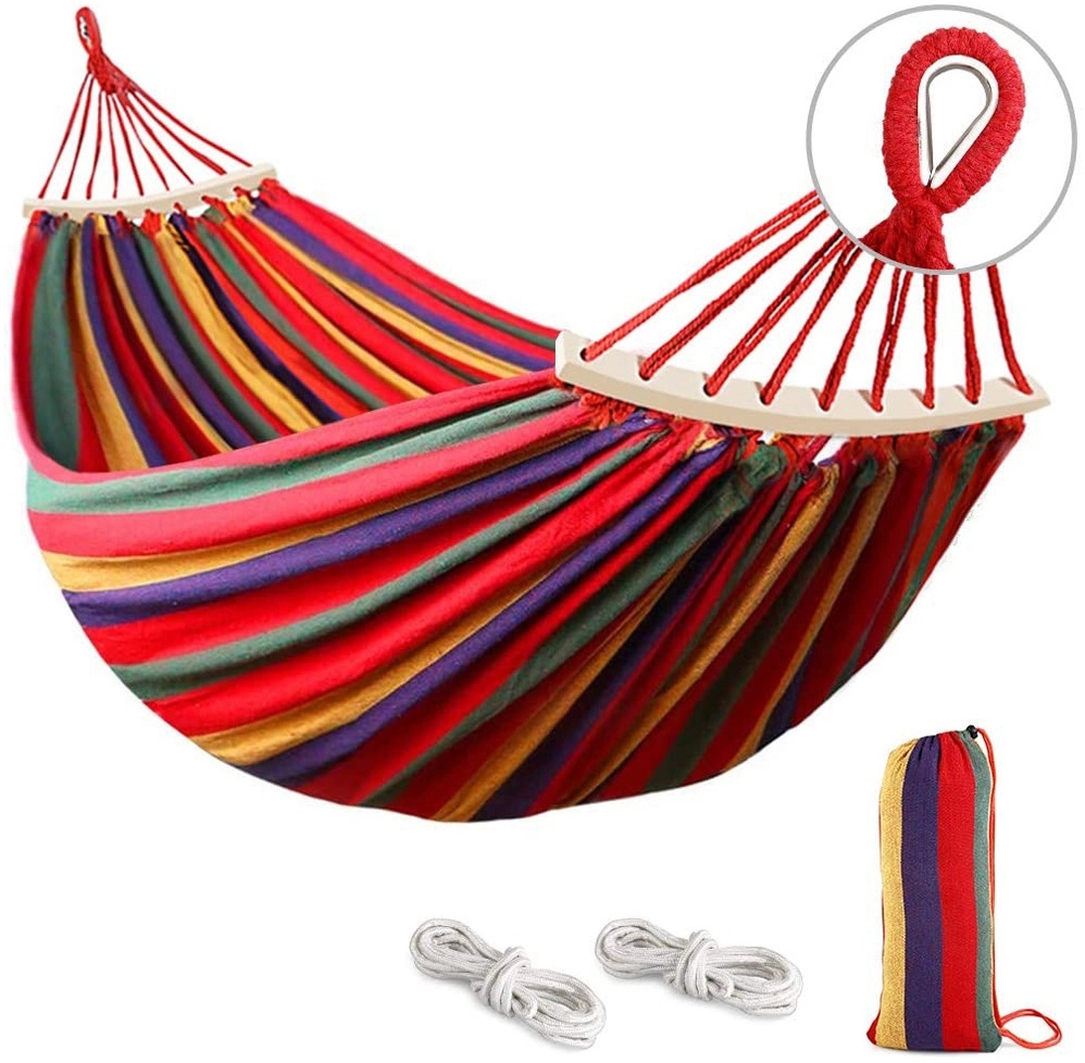 Folding Travel-friendly Canvas Hammock With Wooden Stick 4