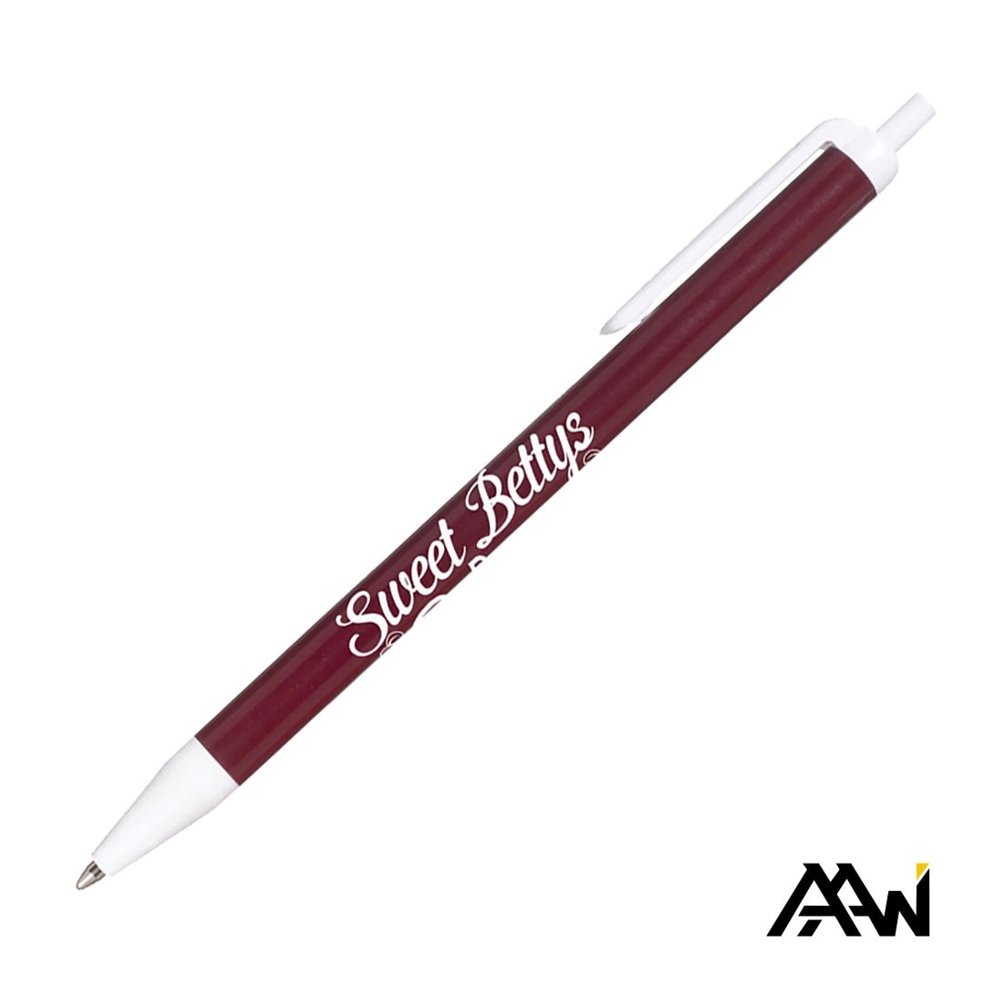 Value Slim Pen w/Glossy Colored Barrel - Matte White Accent