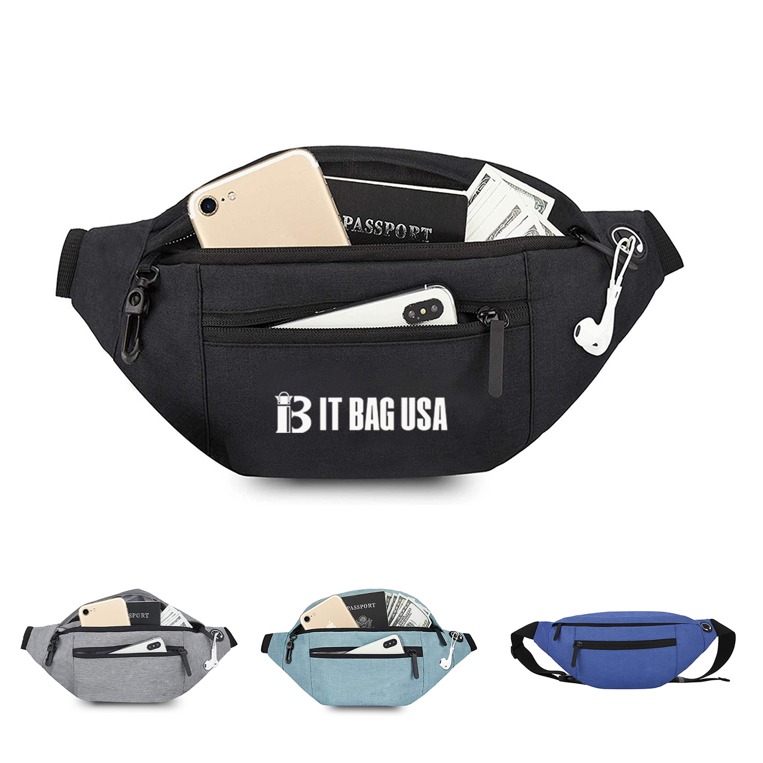 Large Crossbody Fanny Pack with 4-Zipper Pockets 1