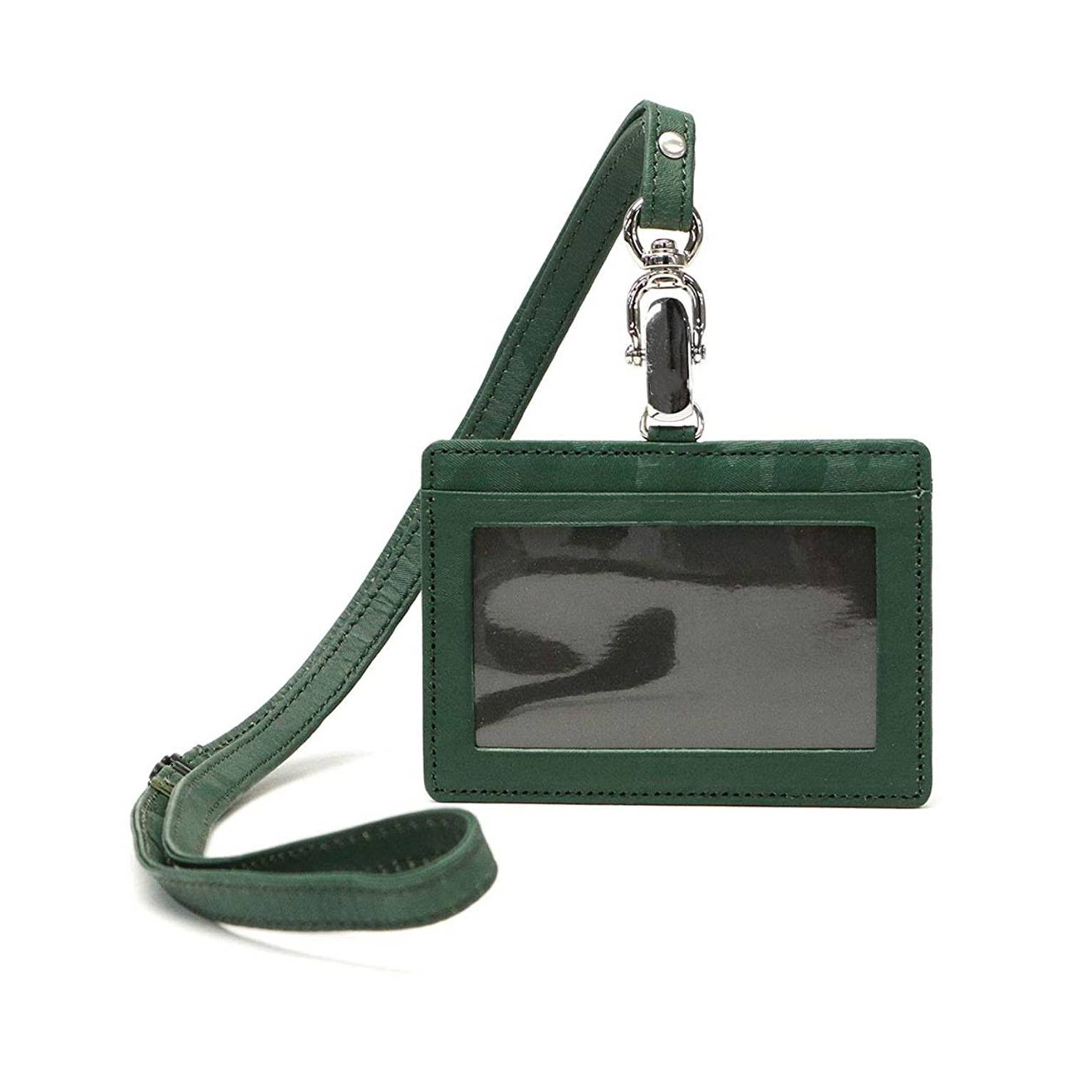 Genuine Leather lanyard Card Cover ID Badge Holder Work 12