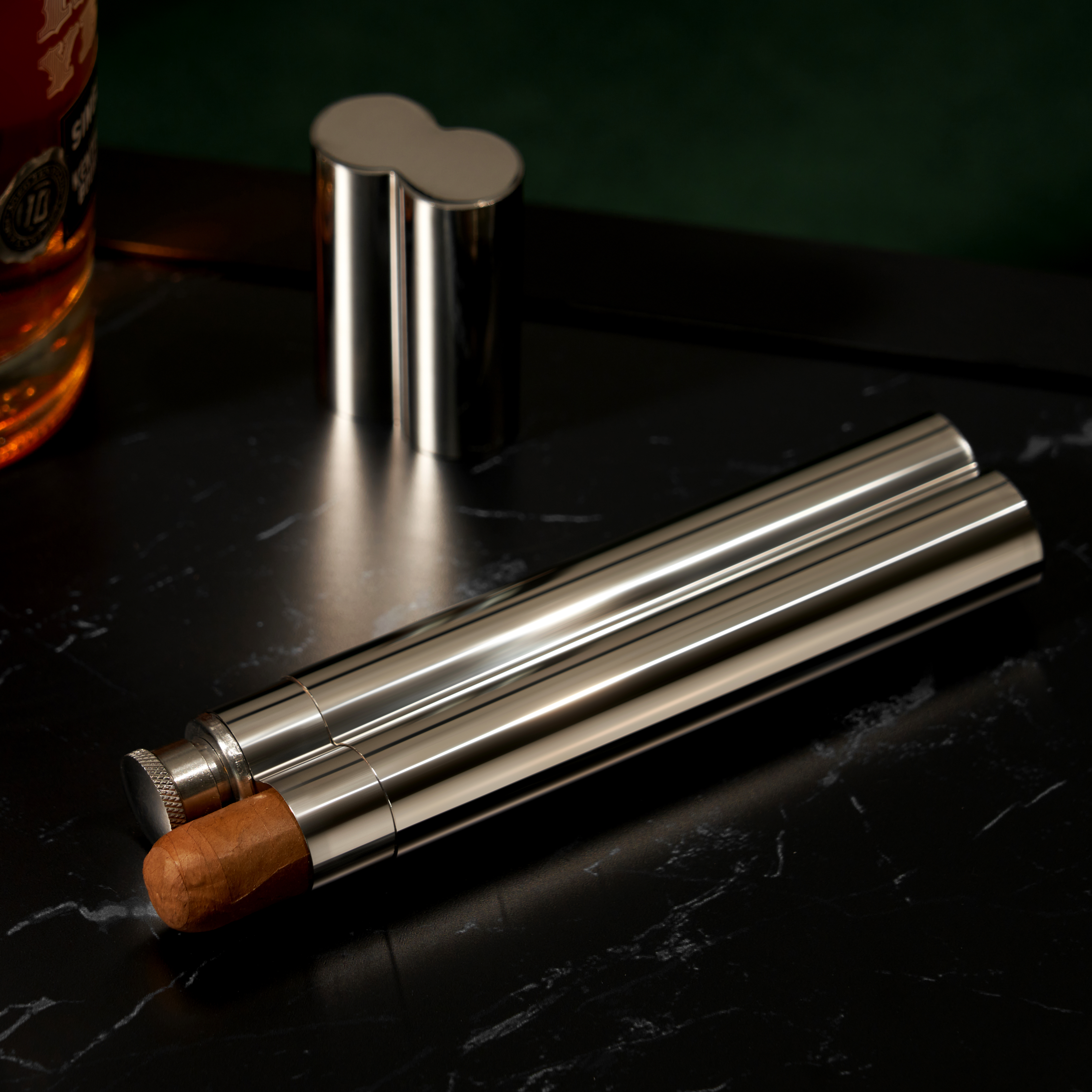 Viski® Warren Cigar Holder and Flask 9