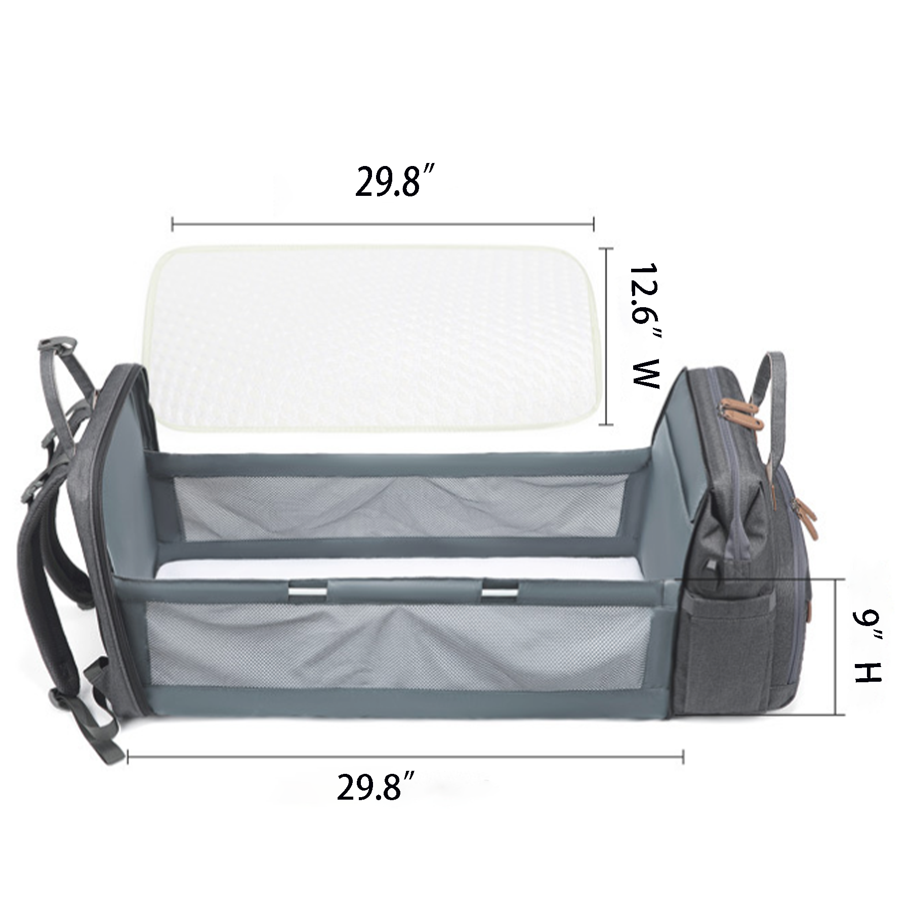 3 in 1 Diaper Bag Backpack with Bassinet Bed Mat Pad 9