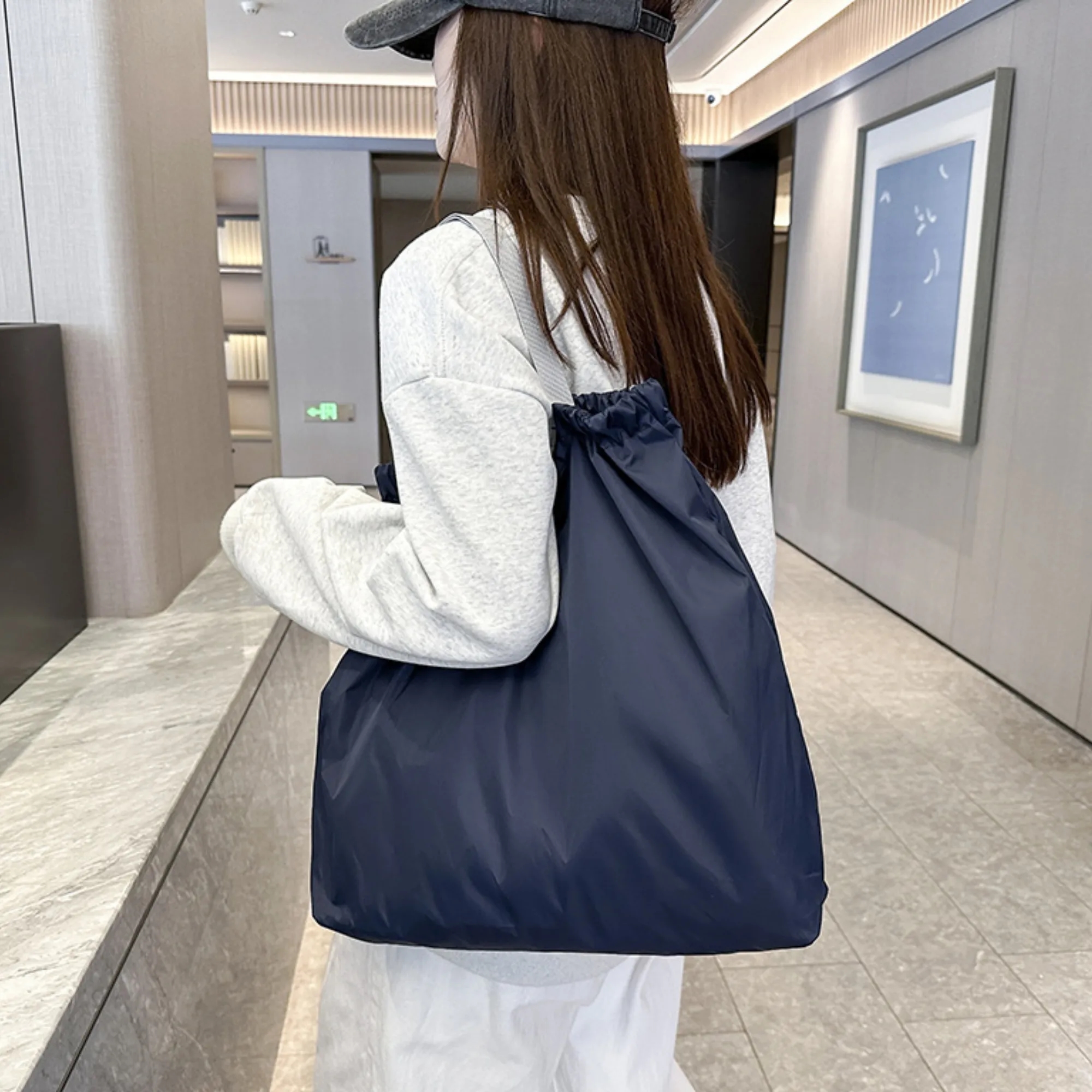 Foldable Market Shopping Bag Reusable Tote For Groceries, custom tote bag with logo imprint 3
