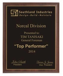 10.5 x 13" Cherry Finish Plaque w/ Double Engraved Plate 2