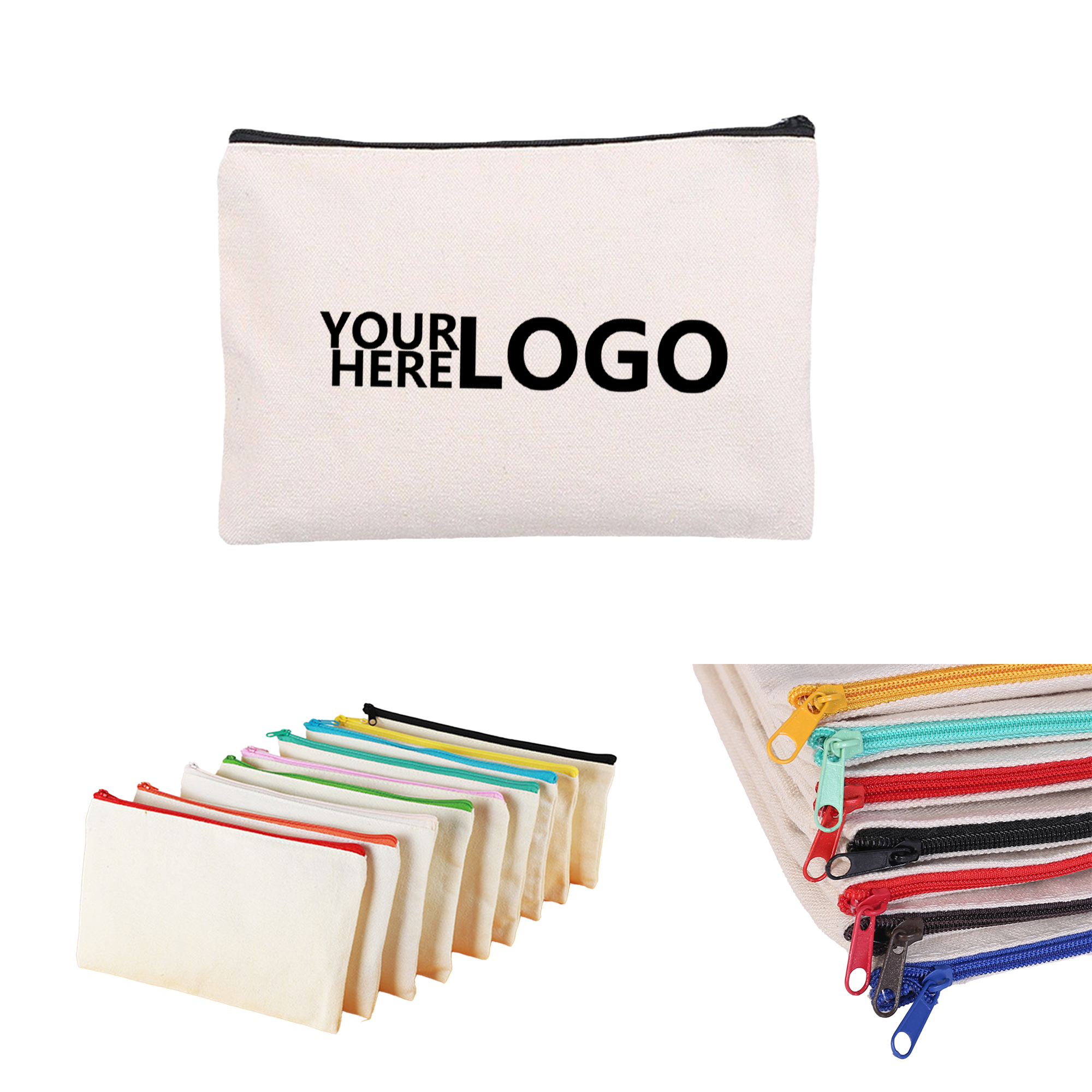 Durable Canvas Tote with Zipper Closure, custom tote bag with logo imprint 3