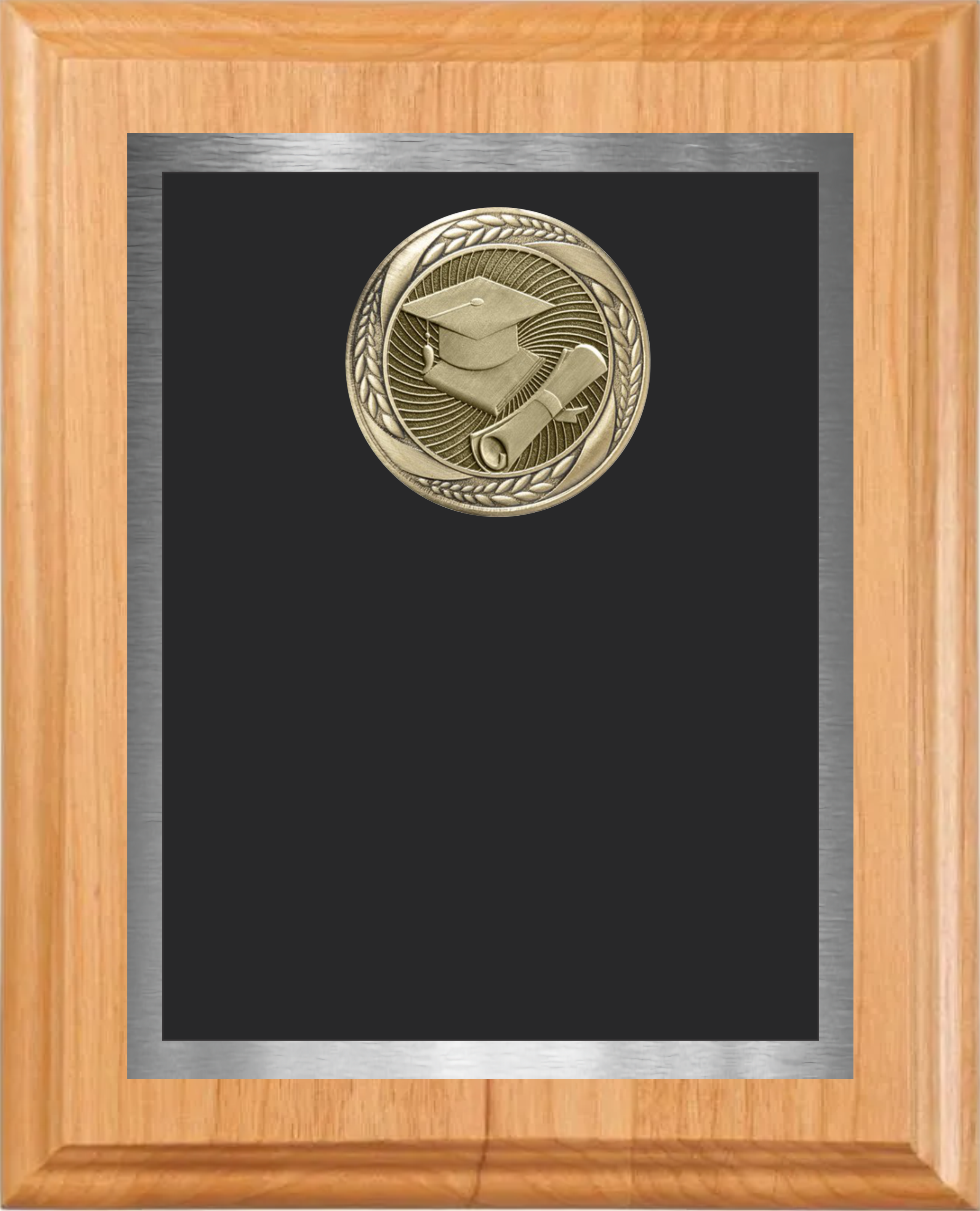 Solid Alder Wood Plaque w/Medallion Over Double Plate 7