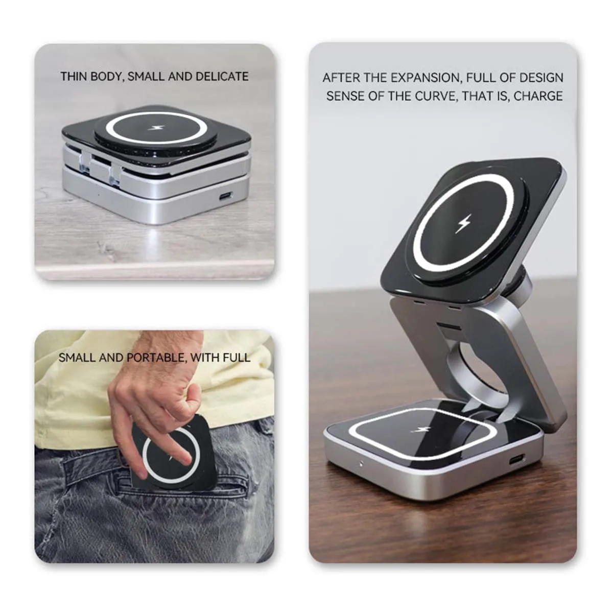 3in1 Adjustable Foldable Magnetic Wireless Charging Station 2