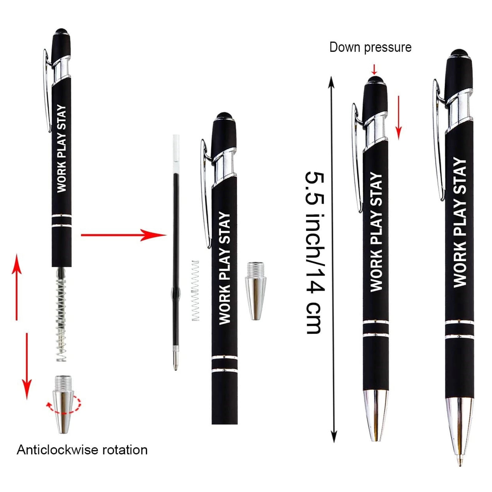 Retractable Touch Aluminum Stylus Pen Laser Engraved 2