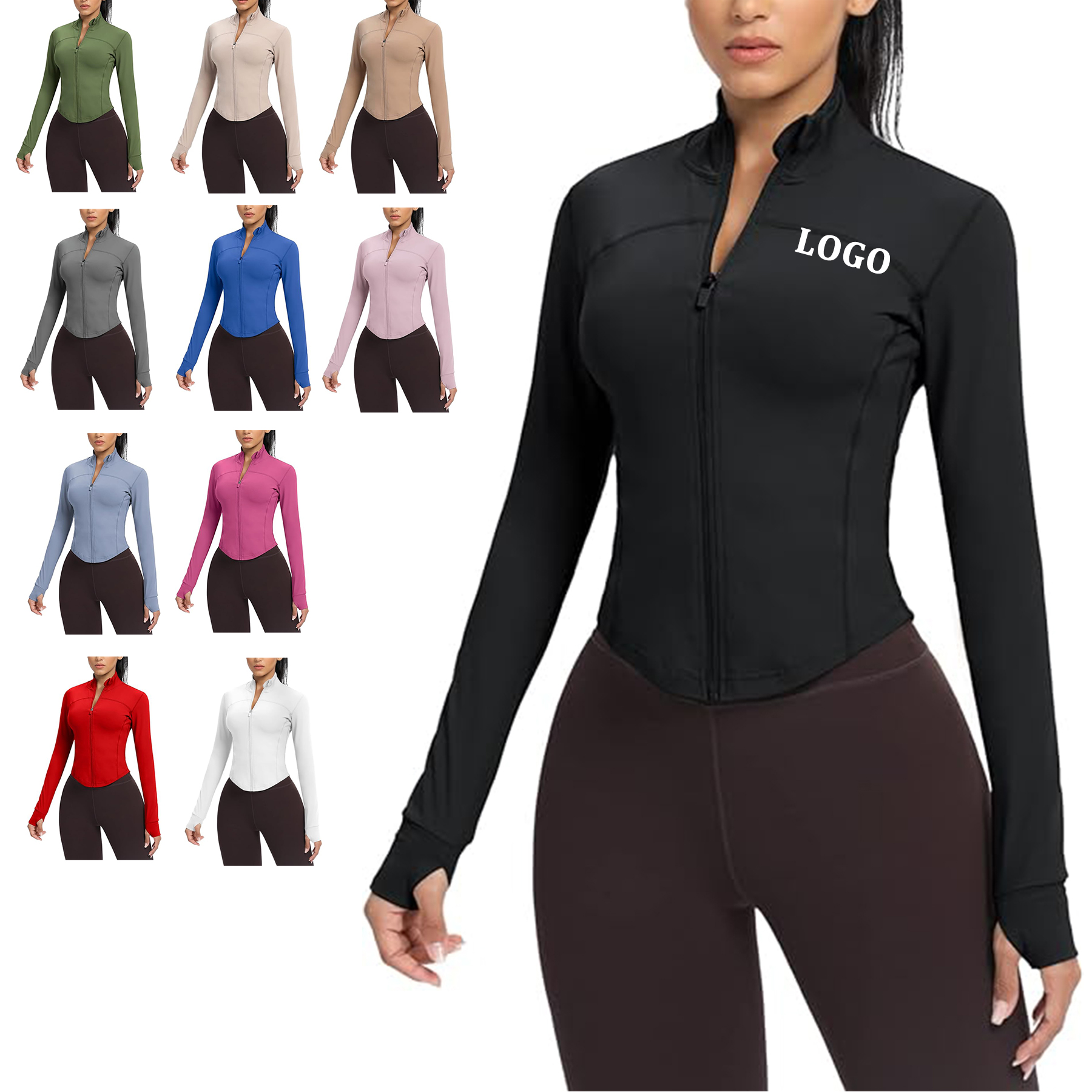 Women Cropped Running Workout Zip Jacket 7
