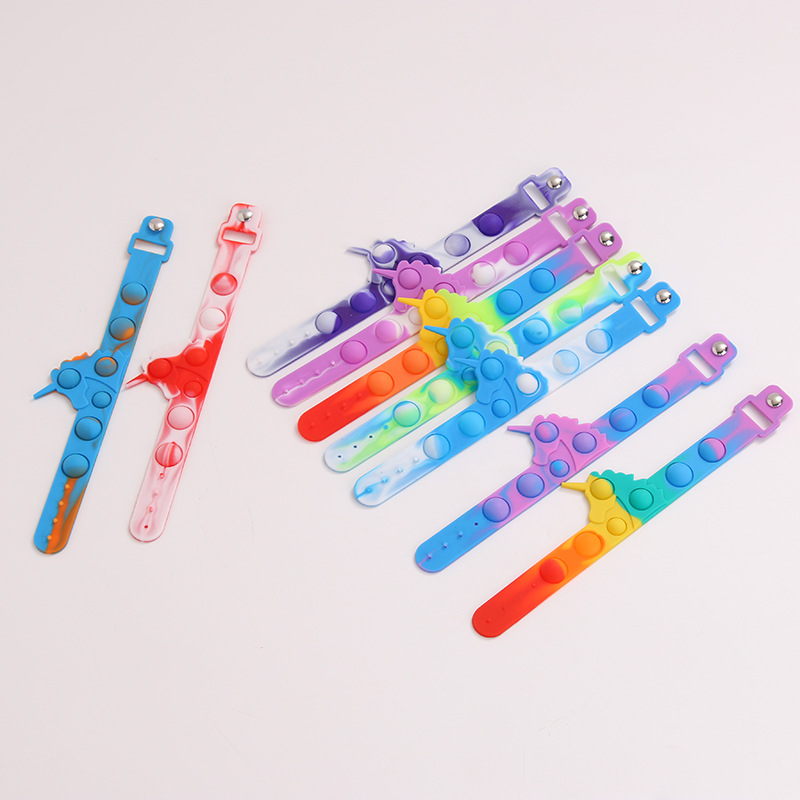 Unicorn Shaped Silicone Push Fidget Toy Bracelet 4