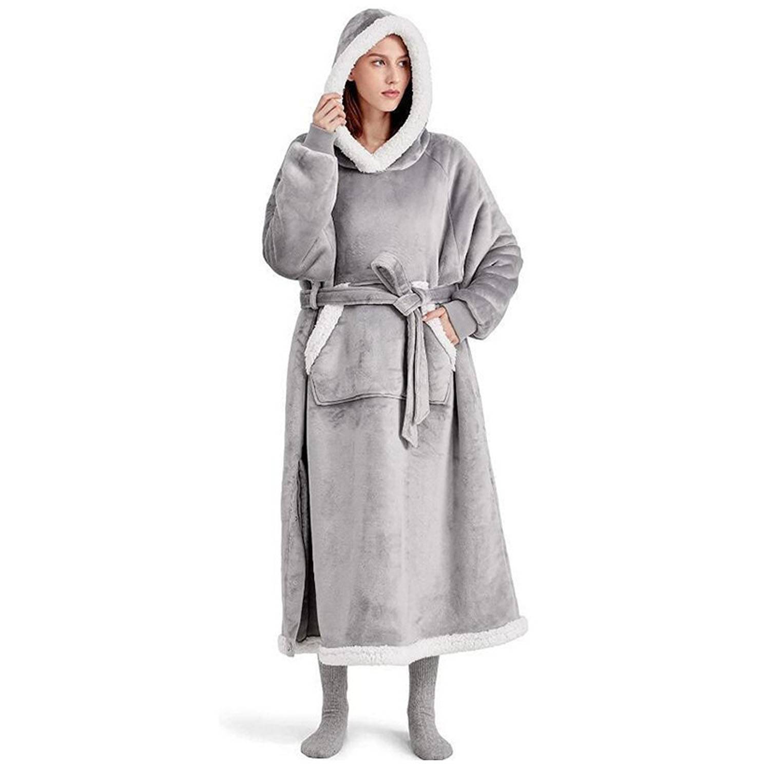 Polyester Wearable Blanket Hoodie w/ Adjustable Waist 1