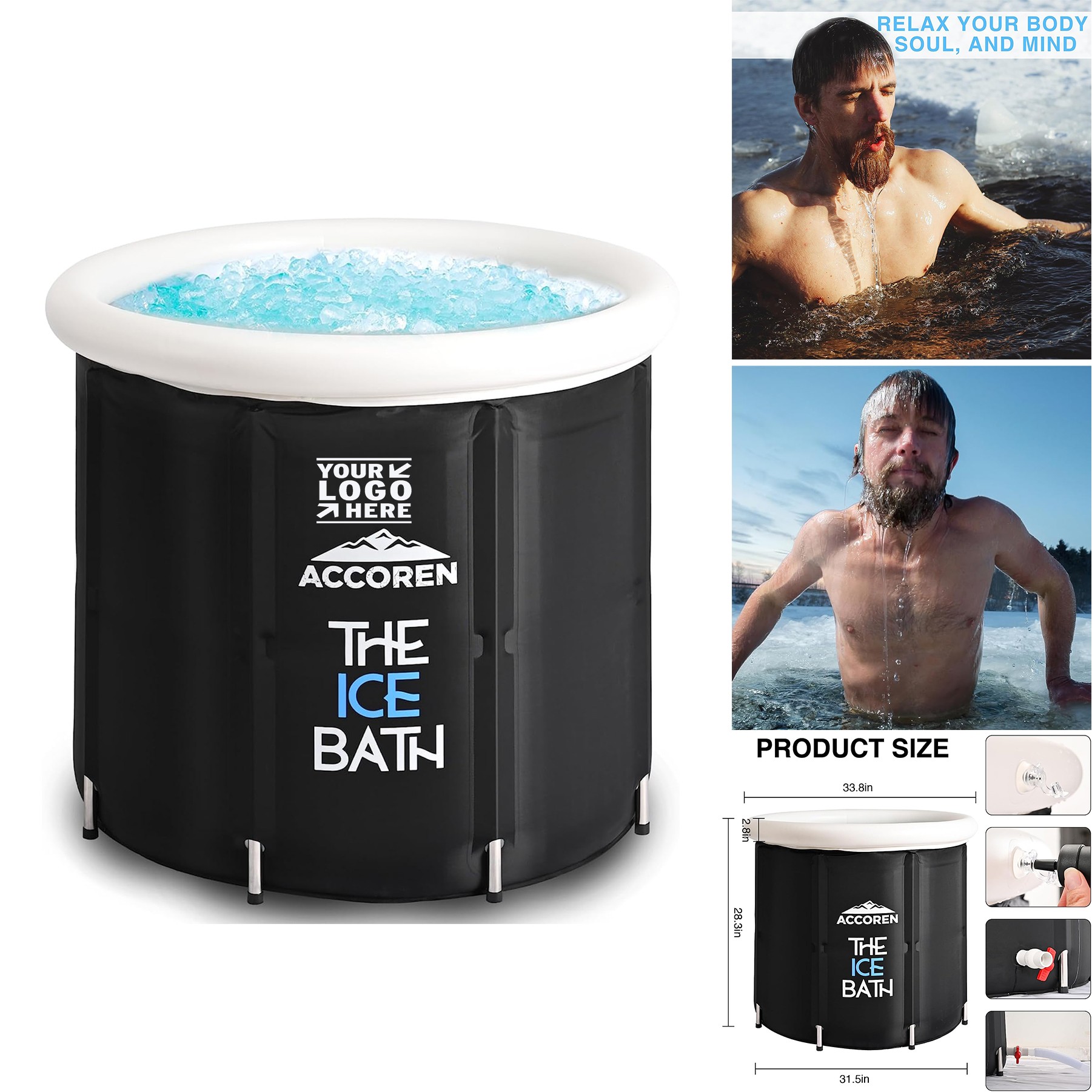Portable Foldable Fitness Lover Athletes Metal Support New Upgraded Ice Bath Sturdy Cold Plunge Tub 2