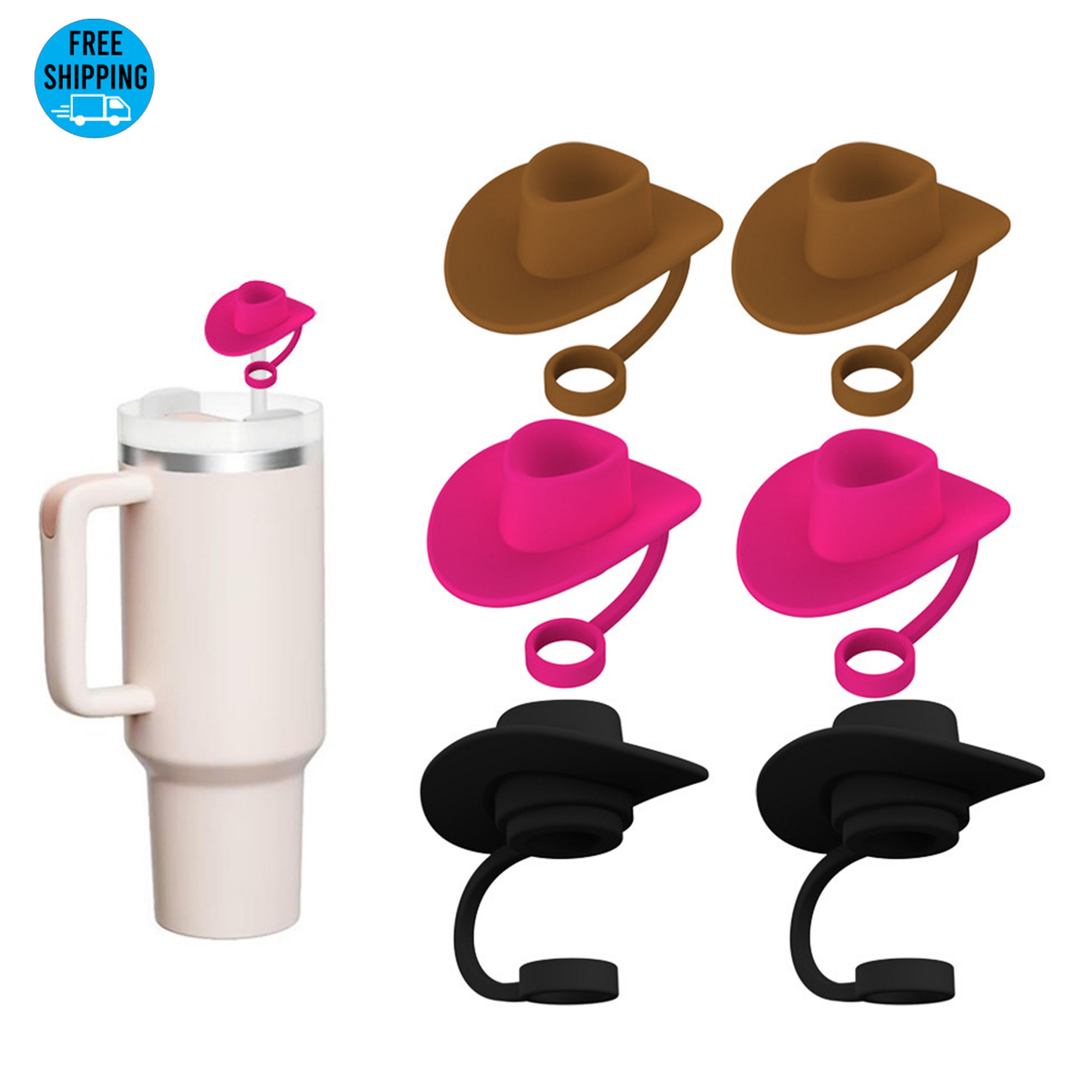 Cowboy Hat Shaped Silicone Straw Stoppers 3